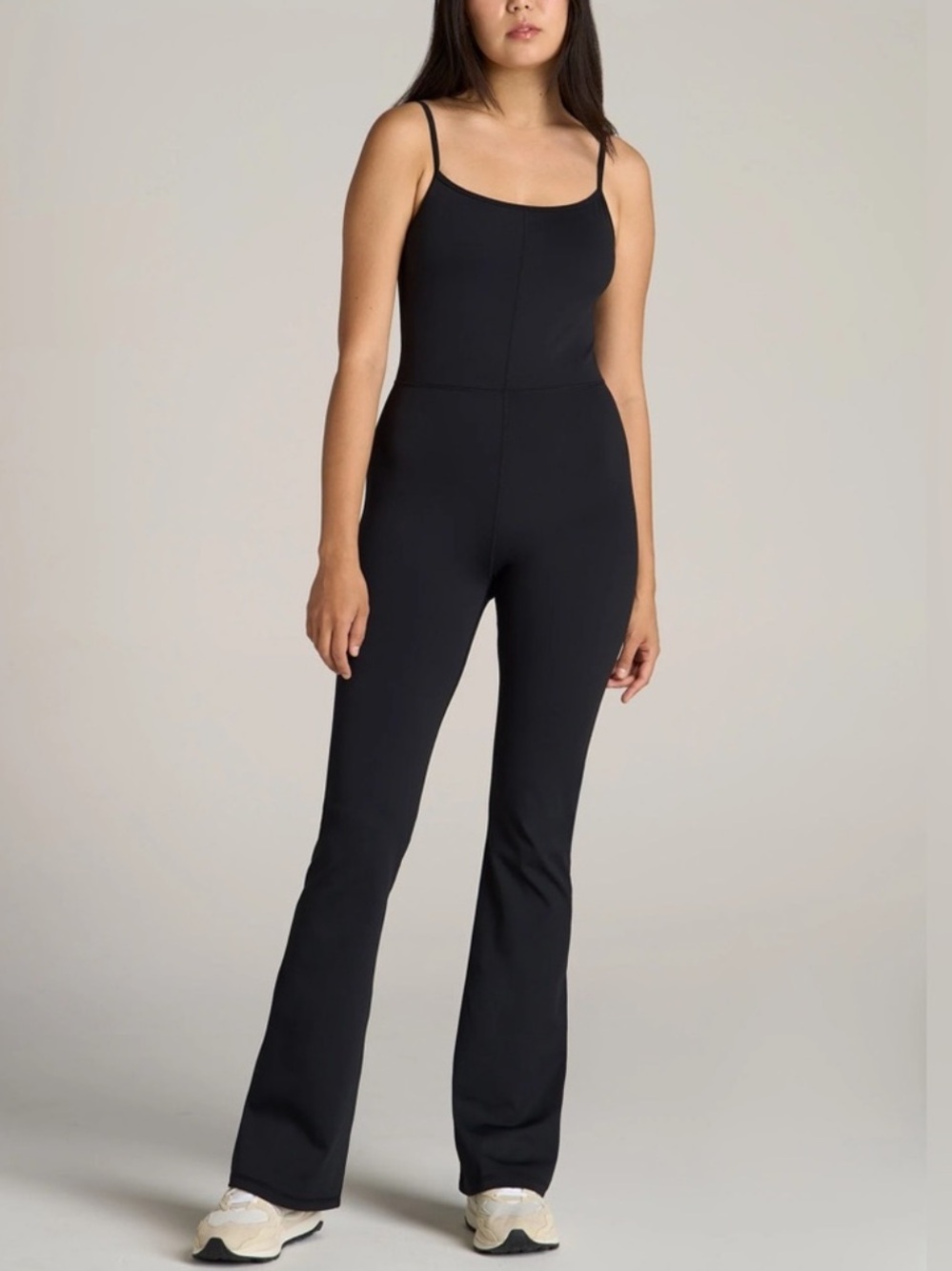 American Tall NWT Black Flare Jumpsuit Spaghetti Strap Size Large Tall Unitard